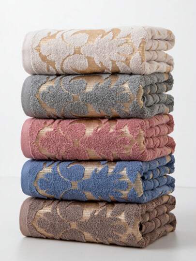 1pc Lightweight Bath Towel, Minimalist Jacquard Floral Pattern, Rectangle 70*140cm Or Square Hand Towel, Absorbent Quick-Dry Soft, Suitable For Bathroom, Kitchen, Travel, Holiday Gift, Gym, Beach, Hotel, Salon, Outdoor, Unisex, All Season,School,Back To School,Travel,Travel Essentials,Home Essentials,Towel,Skin Care