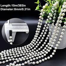 2m/78in, 10m/393in Faux Pearl Beaded Garland Chain, DIY Wedding Decor Curtain, Round Pearls Do Not Break When Cut