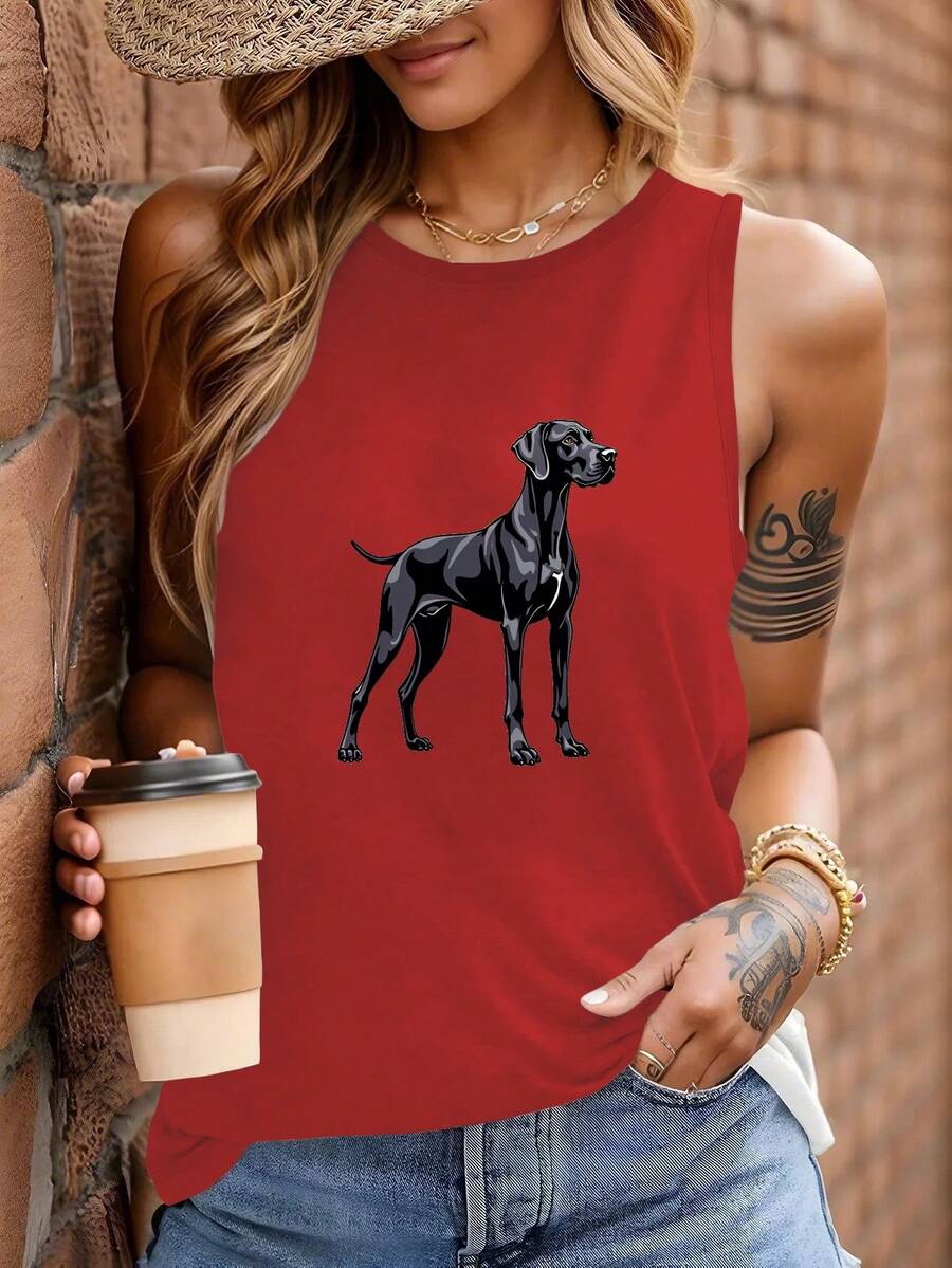 Great Dane With Watercolor Splash Women's Vest - Red - View 1