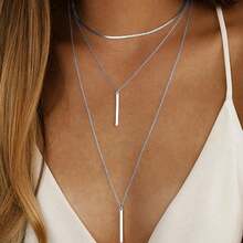 1pc Fashion Simple Snake Bone One-Shoulder Pendants Multi-Layer Necklace, Vacation Party Date Daily Versatile Gift - Silver - View 8
