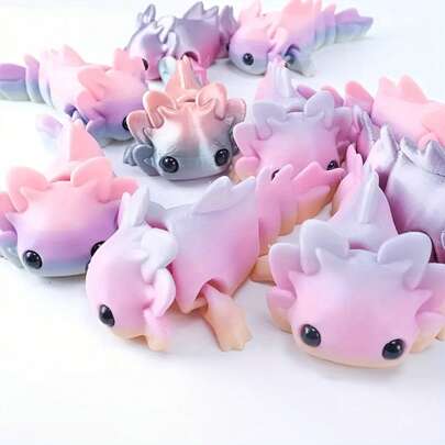 1 pieza Figura de salamandra arcoíris de 5,51 pulgadas impresa en 3D, adecuada para decoración de escritorio, decoración del hogar, regalo festivo