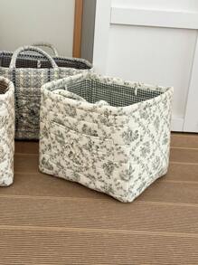 Cesta de almacenamiento suave con estampado de flores y vides, cesto de ropa rectangular con asa, de uso diario en el hogar para mujeres, para todo el año