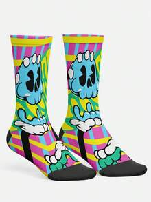 Cool 3D Print Men's Socks - Streetwear Crew Socks, Humorous Patterns, Durable,Couple Socks, Hip Hop Style Fashion Socks,Suitable For Daily, Holiday, Party Wear, Gift Socks, Fall - Multicolor - View 1
