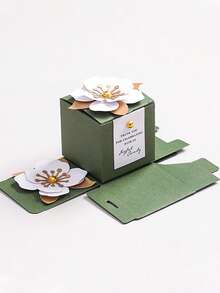 10件精美花朵创意方形婚礼糖果盒巧克力盒节日派对宴会周年纪念礼盒婚礼用品派对用品 - 彩色 - 查看 8