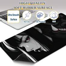 1 grote Anime Girls and Demons gaming-muismat met cool zwart design - dikke, antislip rubberen basis, gemakkelijk schoon te maken, nauwkeurige randen, rechthoekige bureau-onderlegger voor gamers en op kantoor, bureau-onderlegger, opvallend karakterontwerp, gemakkelijk schoon te maken oppervlak