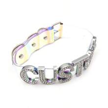 1pc Punk Chunky Big Rhinestone Letters Custom Choker Collar Exaggerated 30MM Wide PU Collar Choose Name Word Chocker Cosplay Personalized Collar Accessories