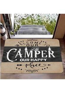 Welcome Camper's Mat - Ultra-Absorbent, Non-Slip, Machine Washable Rug For Indoor/Outdoor Decor, Perfect For Camping & RV Enthusiasts Carpet Room Decor Bathroom Accessories Back To School Bathroom Kitchen Decor - Multicolor - View 2