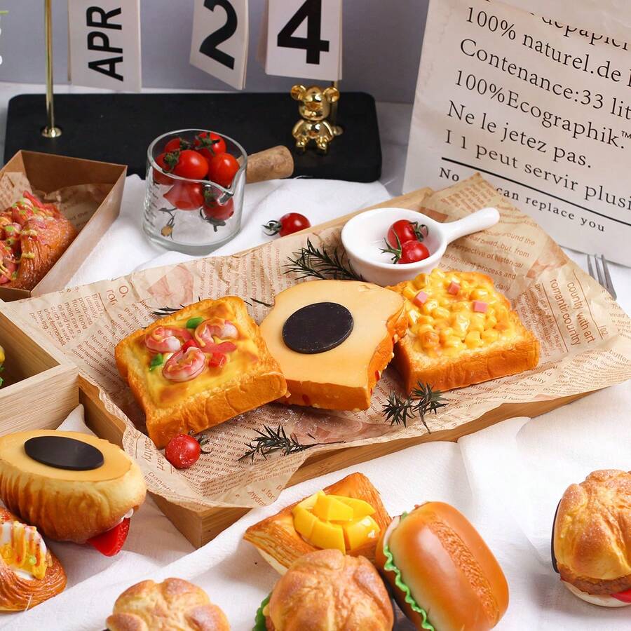 1/3pcs Realistic Faux Bread Food Model For Birthday Party Display, Home Decor, Baking Photography Prop (Handmade, Cannot Guarantee Exact Consistency) - Multicolor - View 1