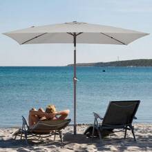 6.5x10 Ft Rectangular Patio Umbrellas Outdoor Market Umbrella With Push Button Tilt And Crank, Rectangle Table Umbrella 6 Sturdy Ribs UV Protection For Pool Garden Backyard Deck, Red - Light Gray - 查看 5