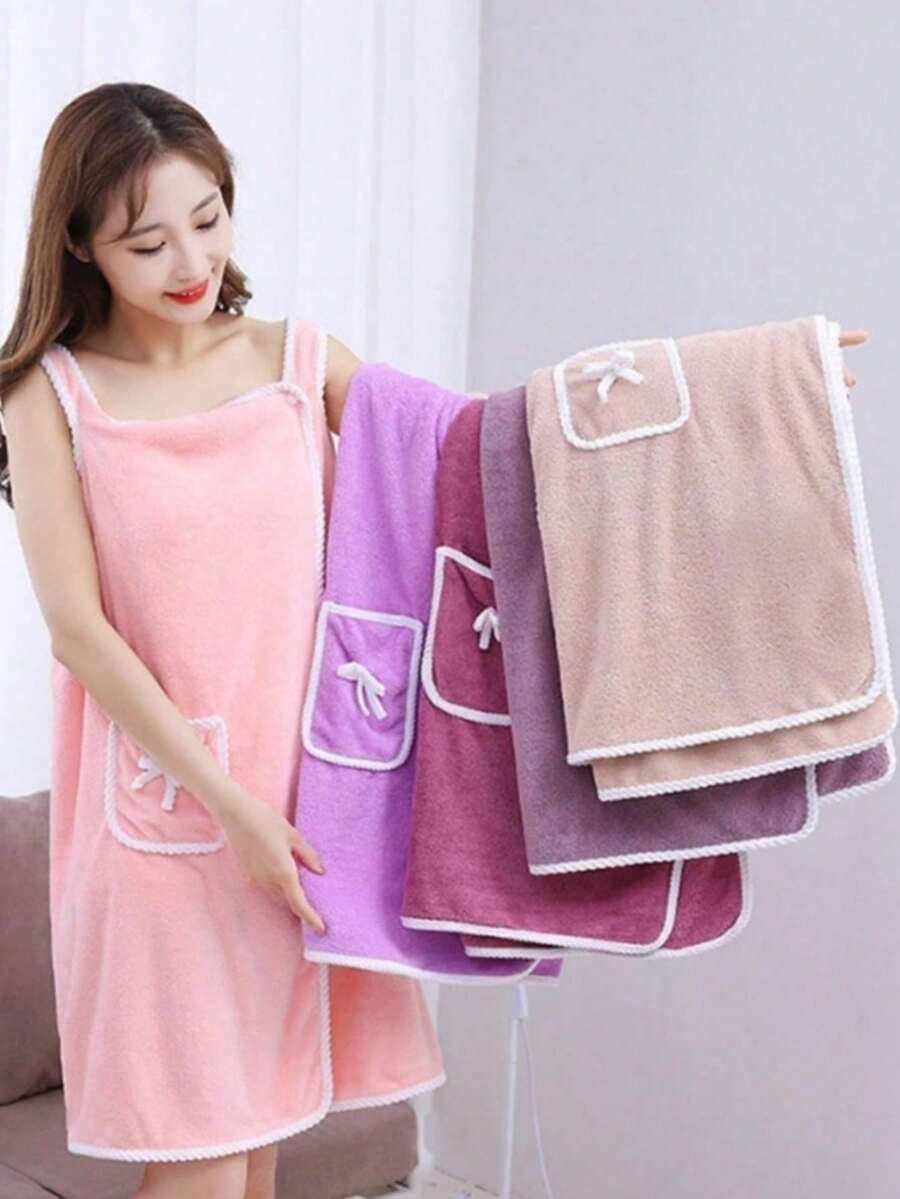 1 pieza usable Toalla de baño , lazo forro polar coral espesado adulto Toalla de baño ,  Toalla rápida de absorción para el hogar de algodón puro, más grande y más gruesa, ideal para adultos, bata de baño suave y agradable al tacto, esencial para el hogar. De alta calidad, rápida de secar, cómoda y suave, con fuerte capacidad de absorción. Oferta excepcional