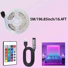 Striscia luminosa LED RGB 1M - 40M, alimentata tramite USB, viene fornita con telecomando a 24 pulsanti e controllo tramite app, illuminazione multicolore, ottima per la creazione di atmosfera nella camera da letto e per feste in casa