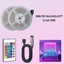 Striscia luminosa LED RGB 1M - 40M, alimentata tramite USB, viene fornita con telecomando a 24 pulsanti e controllo tramite app, illuminazione multicolore, ottima per la creazione di atmosfera nella camera da letto e per feste in casa