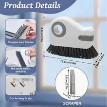 Brosse de nettoyage de rail de fenêtre 2-en-1 - Grattoir détachable pour porte et rebord de fenêtre, nettoyeur de coin de vitre et outil de fente de rebord en plastique