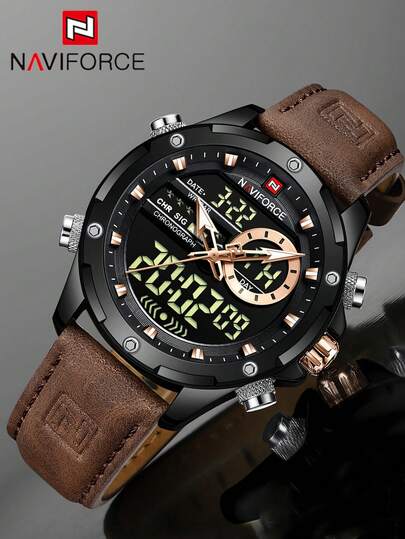  NAVIFORCE Luxury Men Quartz Watch Military LED Digital Waterproof Wristwatch Sport Chronograph Male Clock