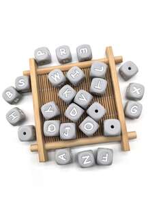 26pcs Silicone Beads, 12mm Square Letter Loose Spacer Beads, Suitable For Handmade DIY Jewelry Making, Bracelets, Necklaces, Keychains / Pen Beads, Mobile Phone Pendants, Bag Accessories, Birthday Gifts, Gifts For Women