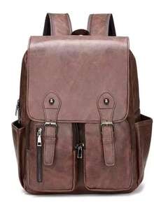 Vintage Waterproof Men's PU Leather Backpack -2025 - 棕色 - 查看 2