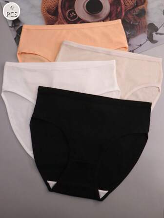 4条装女士高腰牛奶丝运动内衣内裤