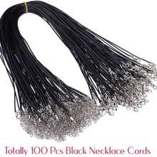 100 Buah Tali Kalung Hitam 50cm untuk Pembuatan Perhiasan dengan Gesper Lobster, Tali yang Dapat Diatur untuk Gelang dan Liontin, Perlengkapan Kerajinan DIY - Tali Kalung 50cm - View 2
