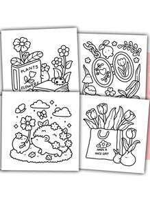 1pc Into Gardens :Easy Coloring Book For Adults And Teens, Coloring Book Super Cute Designs Of Cozy, Hygge Spaces For Relaxation (Cozy Spaces Coloring) .Back To School A Relaxing Gift For Friends, Couples, And Family . Painting Kit [Default Without Pen]