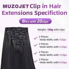 28 Inch 250 % Density Clip In Hair Extensions - Real Human Remy Black For Women, Invisible Natural Straight Seamless No Mixed 8pcs Double Weft 100g (#1B Natural Black, 26 Inch) - Natural Black - View 5