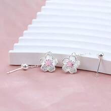 Orecchini in argento 925, orecchini pendenti con fiore in zirconia cubica alla moda, orecchini a perno delicati per uso quotidiano, regalo di compleanno