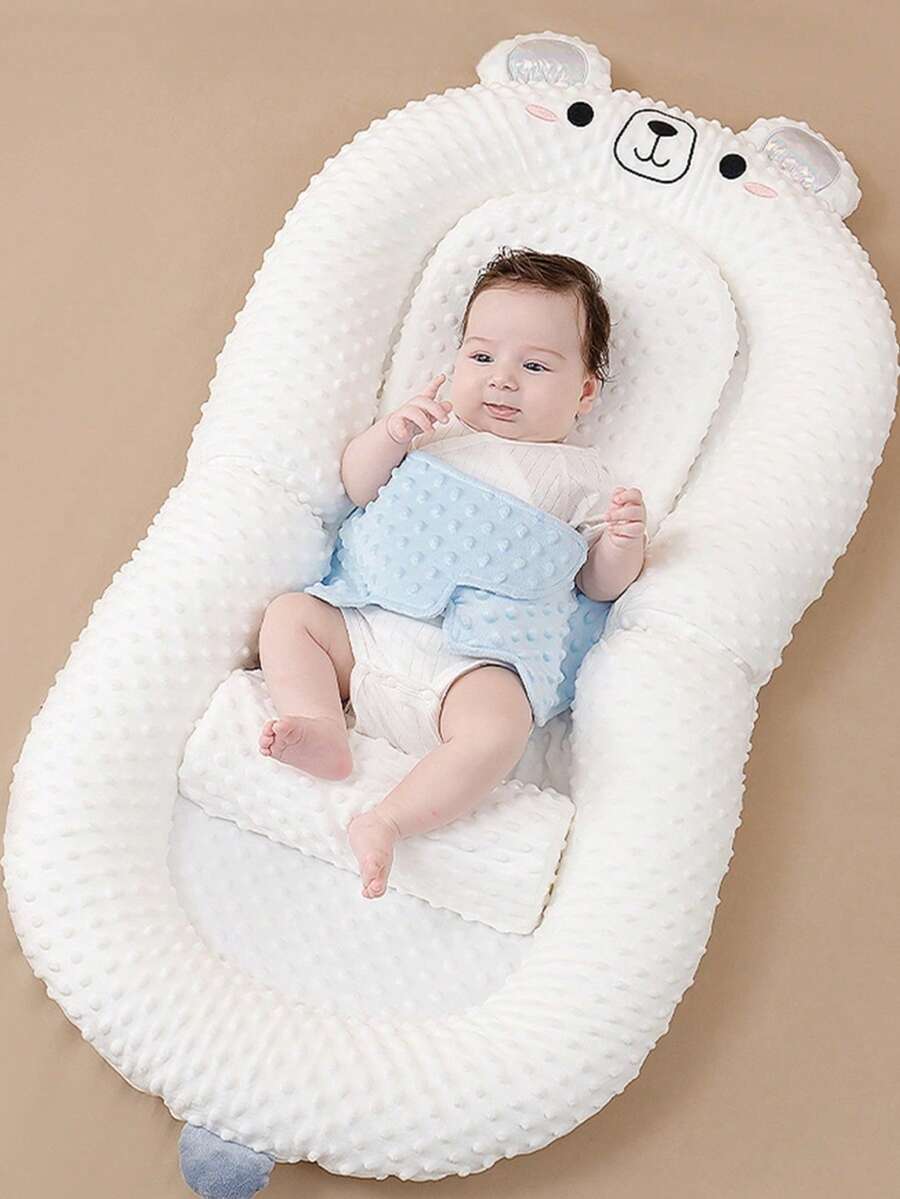 1set Cute Infant Bed Enclosure Set, Newborn Bionic Sleeping Bed Movable Baby Bassinet, Includes Incline Mattress