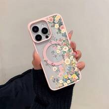 A Stylish Phone Case Does Not Include A Lanyard Or Stand. This Clear Magnetic Case Features A Macaron Pink Design With Colorful Floral Patterns And Is Made Of Acrylic Material, Making It Shock And Drop Resistant. It's Suitable For IPhone 16, 15, 14, 13, 12, And 11 Pro Plus Models And Is A Great Choice For Personal Use Or As A Gift. - 黑色 - 查看 8