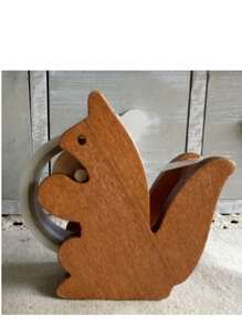 Wooden Craft Tape Seat, Squirrel Iron Teeth, Wooden Grocery Small Rack Back To School