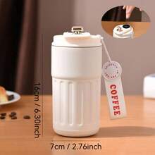 1pc 15.2oz/450ml Coffee Insulation Cup With Rope Cup 450ML Stainless Steel Accompanying Cup Portable Smart Coffee Cup Back To School