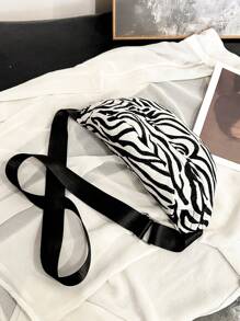 Women's Fashion Minimalist Zebra Print Shoulder Chest Bag & Waist Pouch, Versatile Daily Essentials, Spring/Summer
