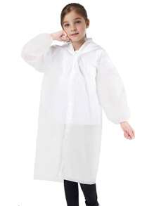 1pc Kids' Hooded EVA Raincoat, Portable, Casual, Long Sleeve, Solid Color, Slight Stretch, Super Loose Fit, For Boys And Girls, 8-10 Years Old, For Hiking, Outdoor, Weekend Casual, Fall, Spring, Summer, Winter, Thick, Back To School""Back To School Gifts For Boys&Girls"