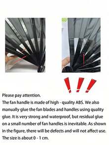 1pc Large Foldable Hand Fan, Premium Fabric Folding Hand Fan, Carnival Fan, Thick ABS Frame, Can Be Used For Cooling & Decoration, Gift For Women & Men, Black, Suitable For Summer Cooling, Birthday, Anniversary, Back To School Gifts - Multicolor - View 12