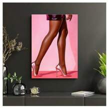 1pc Frameless Pink African American Fashion Female Posters Vintage Painting Printing Wall Arts Modern Living Room Bedroom Dormitory Study Bar Coffee Shop Wall Decoration Home Decoration ,Wall Art With Frame