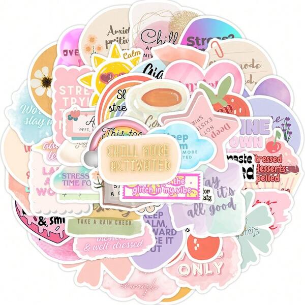 50 pezzi Adesivi Frasi Motivazionali in Inglese, Adesivi Estetici in vinile per Scrapbooking, Diario, computer portatile, Paraurti, Skateboard, Borraccia, Computer, Telefono, Cartone Animato, Elmetto, Adesivi e Decalcomanie per Auto