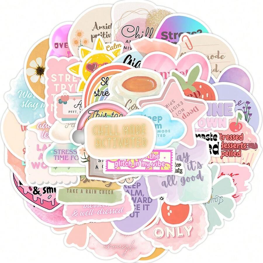50 pezzi Adesivi Frasi Motivazionali in Inglese, Adesivi Estetici in vinile per Scrapbooking, Diario, computer portatile, Paraurti, Skateboard, Borraccia, Computer, Telefono, Cartone Animato, Elmetto, Adesivi e Decalcomanie per Auto