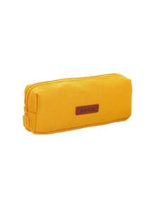 1pc Leather Letter Pencil Bag, Large Capacity, Portable Stationery Storage With Multifunctional Design, For Junior And Senior High School Students, Ideal For Back-To-School Season, Perfect Gift For Vacations, Mother's Day, Valentine's, Easter