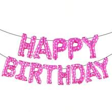 33pcs Pink Bow Birthday Balloon Set, 16" White/Black/Pink/Cream Happy Birthday Banner, Pink Mini Bow Decor, Birthday Party Decoration, Anniversary, Proposal, Wedding