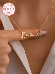 1 pezzo Collana con pendente a forma di cuore in argento 925 con zirconi e nome personalizzato, elegante e romantica, accessorio di stile bohémien per San Valentino, compleanno, anniversario, laurea, Natale, come regalo di alta gamma per amanti e madri.