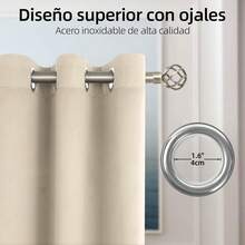 Cortinas Blackout para Recamara Cortas,Cortinas para Recamara Reducción de Ruido,Cortina con Ojales en la Parte Superior,Suave 100% Poliéster Tela Impermeable,2 Paneles, 132x140cm - Gris-1.32*1.40m - Ver 11
