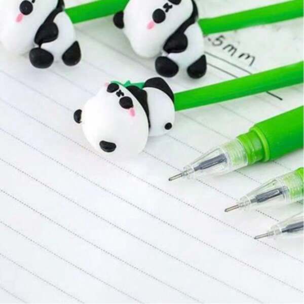 10 Creative Soft Rubber Panda Shake Music Neutral Pen Cartoon Office Signature Pen Cute Gift Pen Student Stationery Ballpoint Pen Needle Pen