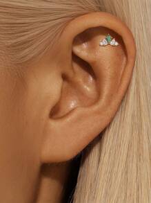 1 Stück Natürlicher Moos Achat 925 Sterling Silber Ohrringe für Frauen, klassischer flacher Rücken Piercing, minimalistisches Geschenk für Mütter, Brautschmuck, hochwertiger Schmuck