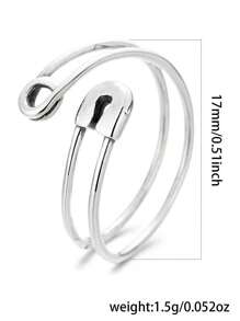 1pc S925 Silver Safety Pin Opening Ring, Everyday Wear Jewelry For Women
