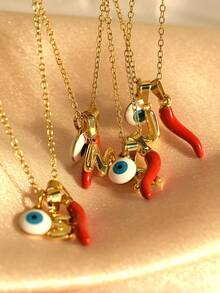 MECYLIFE 1 件 DeSlippersil 的眼睛吊坠 26 个泡泡字母仿珍珠金项链首字母项链适合女士 - 眼睛字母 - 查看 5