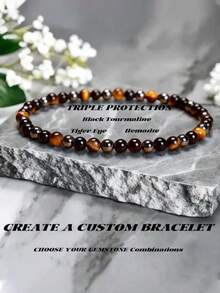 三重保护水晶手链虎眼石黑碧玺男女通用 - 保護手鍊 - 查看 1