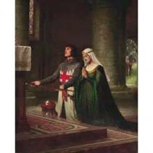 1 Pieza Impresión de arte en lienzo con marco opcional "Accolade por el Caballero Medieval" para decoración de pared de la sala de estar, póster vintage con marco reutilizable