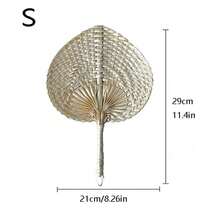 1pc Handwoven Rattan Fan, Decorative Peach-Shaped, Ultra-Thin For Indoor/Outdoor Leisure Handheld Fan - 杏色 - 查看 14