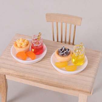 7pcs/5pcs/2pcs/1pc Dollhouse Simulation Mini Egg Tarts, Transparent Glass Jam Jars, Miniature Food Toys, Miniature Dessert Accessories, Miniature Furniture, Furniture Models, Dining Table And Chair Models, Miniature Scene Furniture Ornaments, Dollhouse Restaurant Dining Table And Chair Ornaments. Christmas Micro Scene Decoration, Dollhouse Matching Model Accessories, Shooting Props, Christmas Gifts