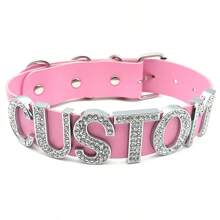 1pc Punk Chunky Big Rhinestone Letters Custom Choker Collar Exaggerated 30MM Wide PU Collar Choose Name Word Chocker Cosplay Personalized Collar Accessories