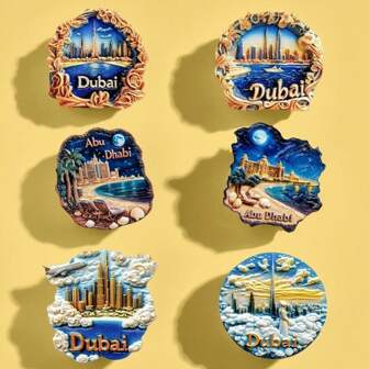 1pc UAE Abu Dhabi City Architecture Fridge Magnet, Dubai Burj Khalifa Tower Travel Souvenir Gift, High-End Home Decor Magnetic Sticker