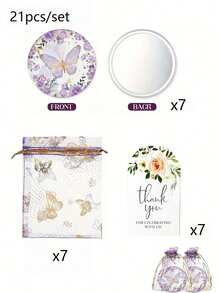 Bộ quà tặng gương hình bướm 15 chiếc/bộ, bao gồm 5 gương họa tiết bướm, 5 túi vải Organza, 5 thiệp cảm ơn hình hoa, quà tặng tiệc theo chủ đề bướm, thích hợp cho đám cưới, tiệc cô dâu, tiệc sinh nhật, sự kiện theo chủ đề - Nhiều màu - Xem 9